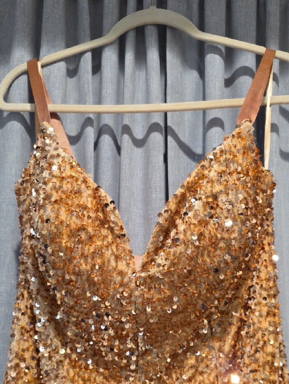 Portia and Scarlett Gold Sequin Mermaid Prom Dress - Picture 7 of 16